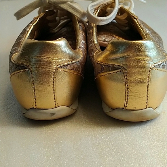 Gold and Brown Women's Sneakers Coach Size 8.5M - Picture 8 of 12